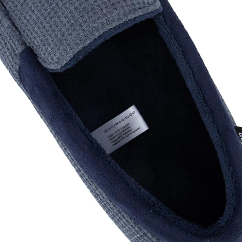 EverFoams Men's Comfort Memory Foam Moccasin Slippers Breathable Terry Cloth House Shoes with Anti-Skid Rubber Sole Grey 10 UK
