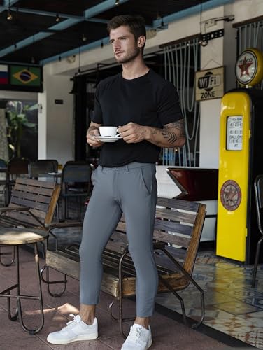 Cimic 3 Pack Gym Shirts for Men Workout Quick Dry Tops Casual Moisture Wicking Active Athletic Runing Tops Short Sleeve T-Shirt(590) Black Grey Green-L