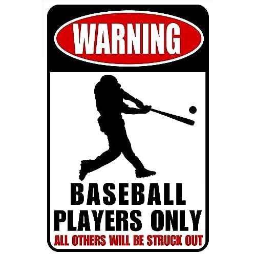 Baseball Decor Tin Sign Boys Room Poster, Metal Sports Sign, Wall Art Decor 12x8 Inches