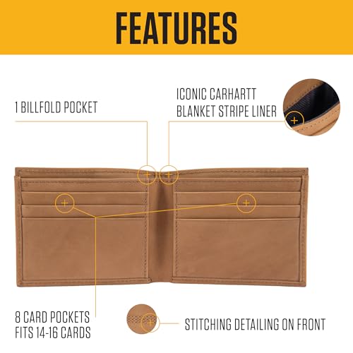 Carhartt Men's Casual Saddle Leather Wallets, Available in Multiple Styles and Colors, Black (Bifold)