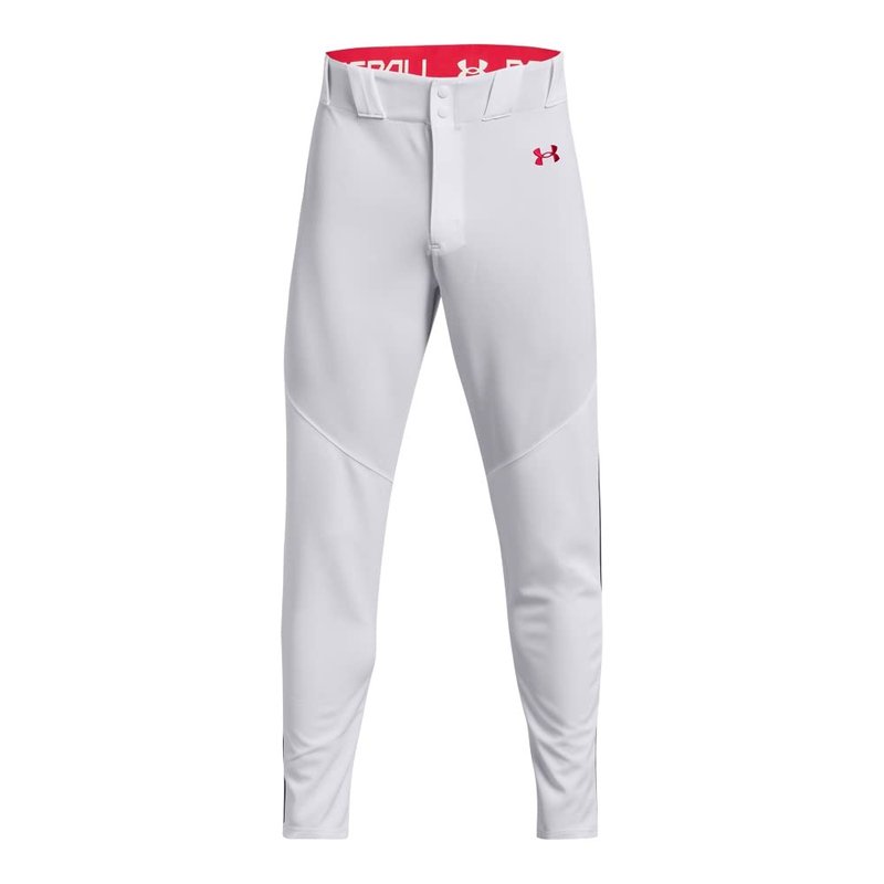 Under Armour Men's Utility Baseball Straight Leg Pant Pipe 22, (103) White/Red/Red, Large
