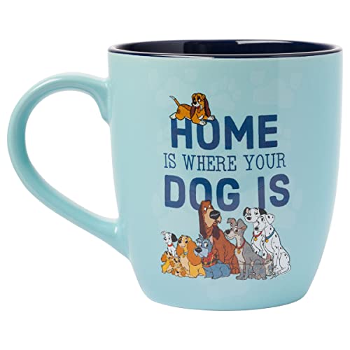Silver Buffalo Disney Classics Dogs Home Is Where Your Dog Is Featuring 101 Dalmatians, Lady and the Tramp, The Fox and the Hound, and Oliver & Company Ceramic Mug, 18 Ounces