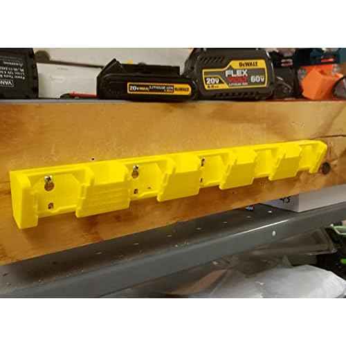 D20 5-Slot Battery Rack Compatible with DeWalt 12Vmax 20Vmax and FlexVolt Wall Mount Latching Storage Rack 20V DCB205 DCB606 DCB120, USA PN D20x5-WR