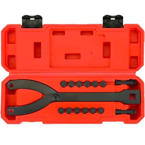 Variable Pin Spanner Wrench | 15 Pack Adjustable Cylinder Spanner Wrench Set with Pins 1/2" Drive Ratchet Fan Clutch Pully Holder Wrench Kit 1-1/4 Inches to 5 Inches