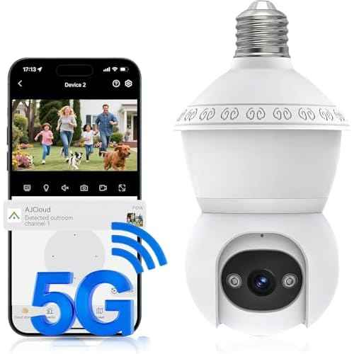 Light Bulb Security Camera, 5G/2.4GHz WiFi Lightbulb Cameras Outdoor for Home Security,2-IN-1 Bulb Security Camera with LED Light E27 Compatible, Smart AI Human Detection,Color Night Vision (1Pack)