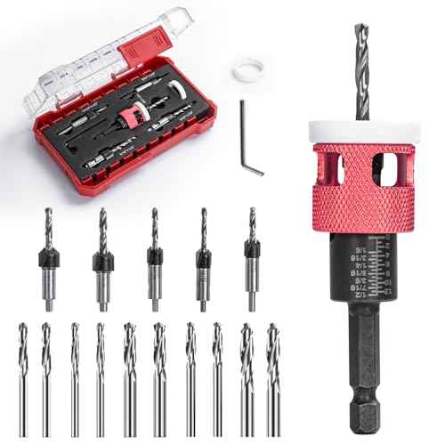 15 Pcs Countersink Drill Bit Set with Low Friction Depth Stop, HSS M2 Bits Tapered Head1/8 9/64" 5/32" Drill+3/8¡± 82¡Æ Counter-Bore,11/64" 3/16" Drill+ 1/2" 82¡Æ Counter Bore,1/4¡± Hex Shank(Red)
