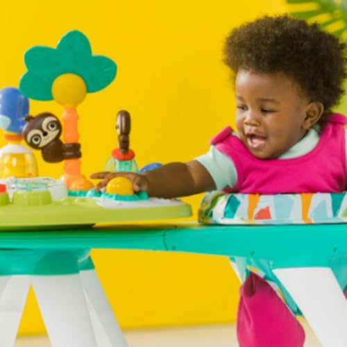 Bright Starts, Around We Go 2-in-1 Walk-Around Activity Centre and Play Table - Tropic Cool, Walker with Music, Lights and Interactive Toys, Removable Seat, Ages 6 Months Plus