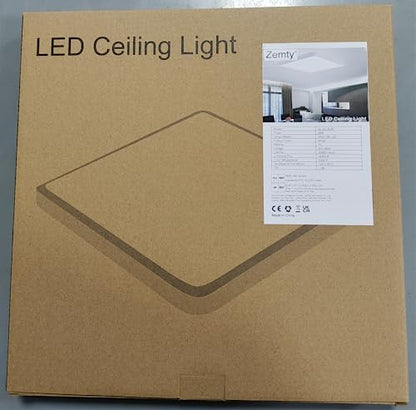 zemty 36W 29CM LED Ceiling Lights, 3240LM Waterproof Bathroom Light, Super Bright 6500K Daylight White, Modern Square Flush Mounted Lighting Fixture for Kitchen Hallway Living Room Bedroom Office
