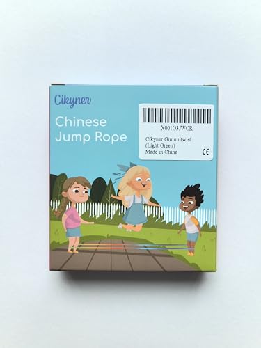 Cikyner Chinese Jump Rope, 4m Long 1.5cm Wide Elastic Chinese Ropes with Instructions French Skipping Rubber Band for Indoor and Outdoor Children Jumpsies Games, Ideal for Gifts for Girls and Boys