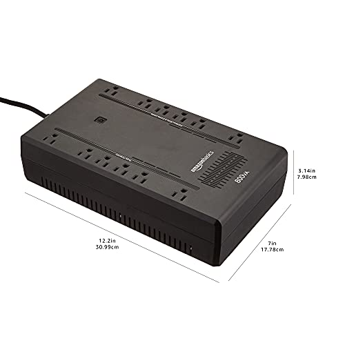 Amazon Basics UPS Battery Backup & Surge Protector 800VA/450W, 12 Outlets, Standby Uninterruptible Power Supply, for Power Outage Protection, Compact, Black