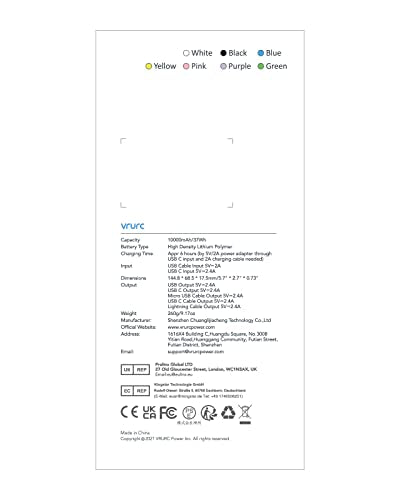 VRURC Power Bank 10000mAh With Built in Cables,USB C Battery Pack Portable Charger with 5 Outputs 2 Inputs Powerbank LED Display compatible with iPhone 16 15 14 Samsung S21 S20 Xiaomi
