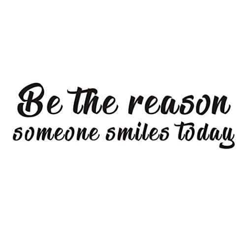 IARTTOP Inspirational Quote Wall Decal, Be The Reason Someone Smiles Today Motivational Saying Stickers,Positive Attitude Vinyl for Bedroom Living Room Classroom Decor,Black