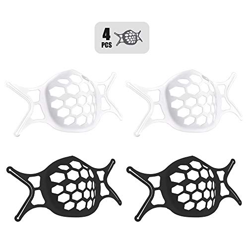 3D Face Mask Bracket,Silicone Inner Support Frame,Keep Fabric off Mouth,Create More Breathing Space,Lipstick and Makeup Protection Stand,Stay Cooler/Comfortable/Soft/Flexible/Washable/Reusable(4pcs)
