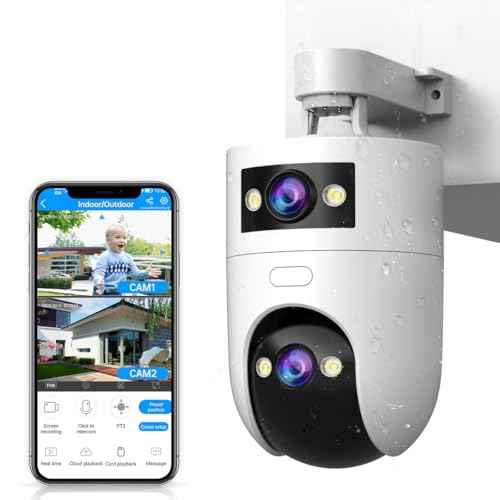 JOOAN Dual Lens Security Camera 2Kx2 5G 2.4G Dual WiFi 360¡ÆView,IP66 Waterproof Color Night 24/7 Recording,Auto Tracking Pet Cam Elder/Child Care Home Surveillance,Cloud/Card Storage