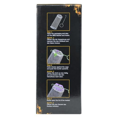 ivtivfu Rolling Grill Baskets (Hexagon), Removable Wooden Handle, 304 Stainless Steel, Nesting BBQ Accessories Tools for Vegetables Shrimp, Outdoor Cooking Camping, Birthday Gifts for Men Dad Husband