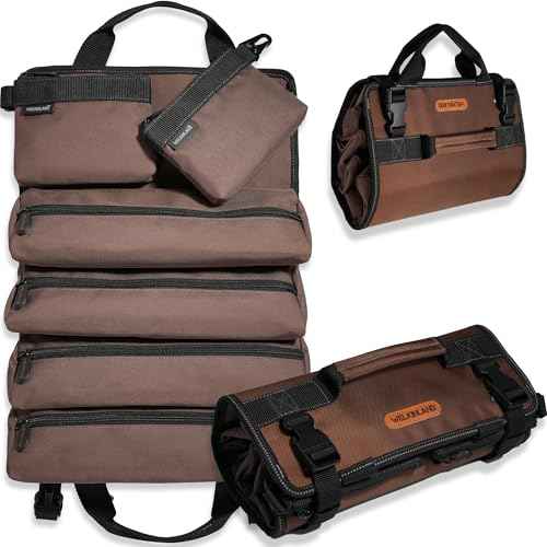 WELKINLAND 3In1-Pack Tool Roll, 6-Pocket Roll-Up Tool Organizer