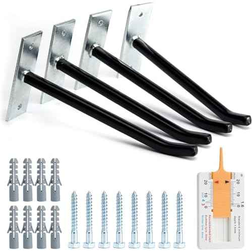 Sinoer 4PCS Garage Hooks Tire Storage System,Wall Mount Hooks with Metal Screws and Anchors - Tire/Rim Holder for Car £¬Black