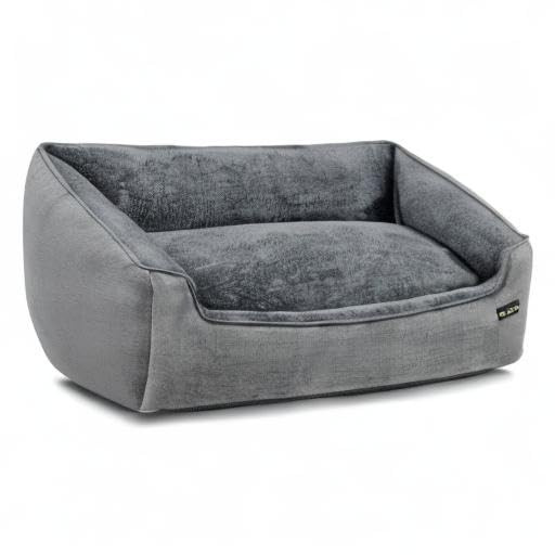 Feandrea Dog Bed, Linen-Look Pet Bed, Dog Sofa Bed with Raised Edges, Non-Slip Bottom, Removable Washable Cover, XL, for Large Dogs, 110 x 75 x 27 cm, Light Grey PGW12GG