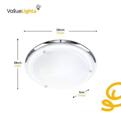 MiniSun | Modern Silver Chrome and Glass Flush Ceiling Light | Bath Ceiling Lights, Home Décor & Improvement Essential