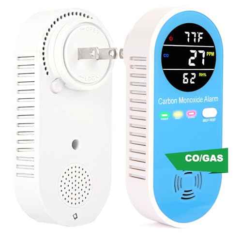 Plug-in Carbon Monoxide Detector with Real-Time CO Display & Temperature/Humidity Monitor, Plug-in CO Alarm for Home, RV, Apartment, Indoor Air Safety 1-Pack