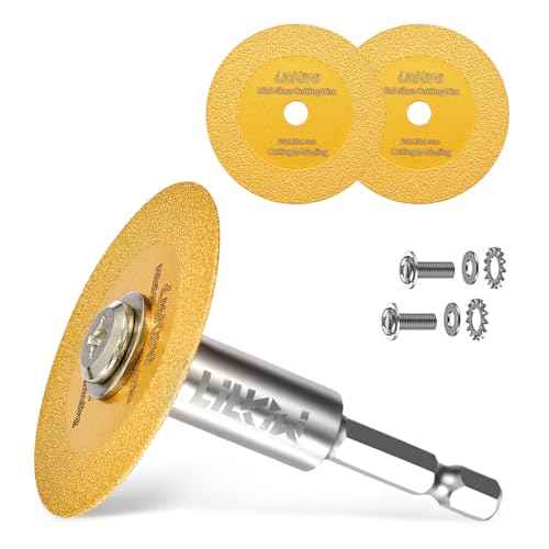 1/4" Hex Shank with 2PCS Diamond Cutting Blade Wheel for PVC Pipe Cutter,Mini Glasses Cutting Disc Also for Cutting Glass, Jade, Crystal, Ceramics and etc.