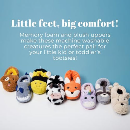 Dearfoams Kids Toddlers Whimsical Animal Critter Washable Slipper, Purple Unicorn, 13 US Unisex Big