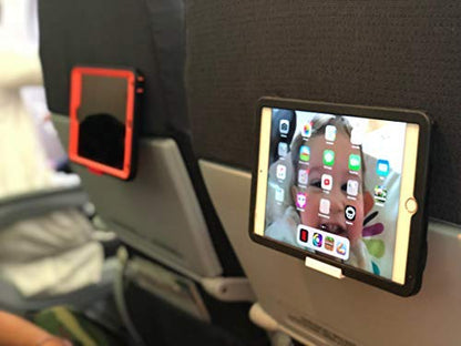The SkyClip+ Phone & Tablet Holder for Air Travel, Home and Office Use - Inflight Phone Mount & Stand Compatible with iPhone, Android, Kindle and Tablets - Travel Accessory (Black & Black, 2 Pack)