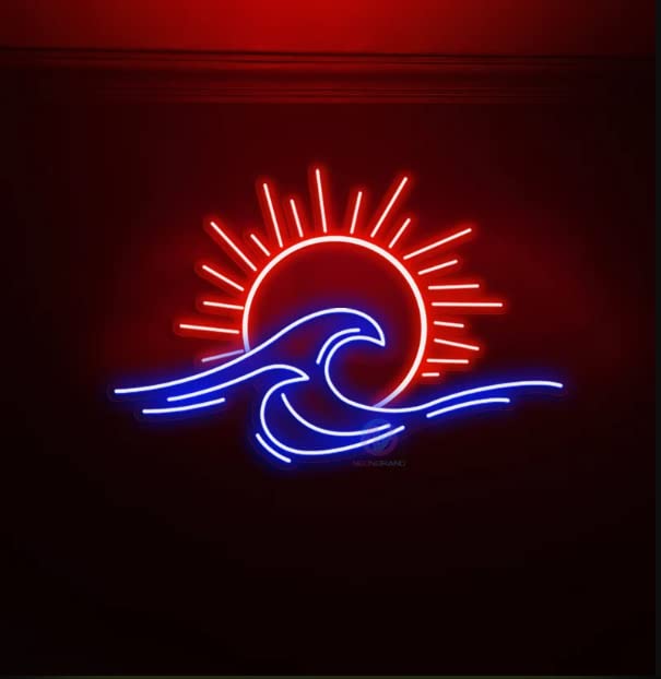 LED Decorative Lights USB Mountains Sunrise Sunset Led Neon Signs Home Decoration Wall Art Holiday Gift Brightness Adjustable 16.5''x11.8''