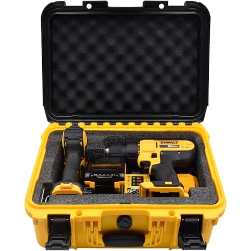 Storage Case for Dewalt Drill & Impact Driver, Hard Case with Custom Foam Insert, Fits 20V MAX Cordless Drill and Impact Driver, Battery & Charger - Durable Protective Box for Dewalt Tools (CASE ONLY)