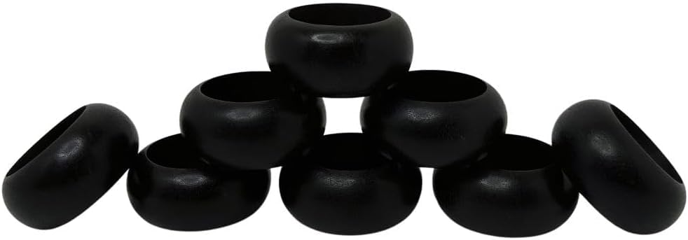 Napkin Rings for Dining Table, Classic Farmhouse Style, Holiday Table Decor, Set of Dining Accessories (Black, 12)