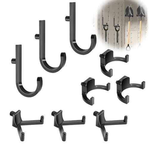 9 Pcs ABS Storage Shed Tool Hooks, Heavy Duty Shed Accessories & Hooks - Compatible with Suncast & Craftsman Sheds, Black J/U/V Shape for Organizing Ladders, Hoses & Garden Tools in Outdoor Sheds.