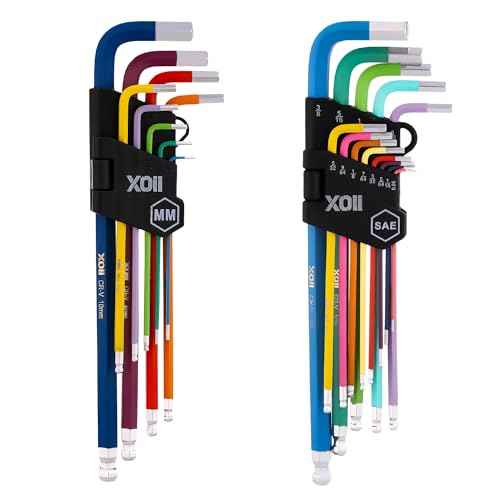 Upgraded allen wrenches Sets 22PCS (Metric & SAE) ? Extra Long Arm allen key set with Ball End ? Durable Hex tool Set with Color-Coded Sleeves ? Ergonomic hex keys