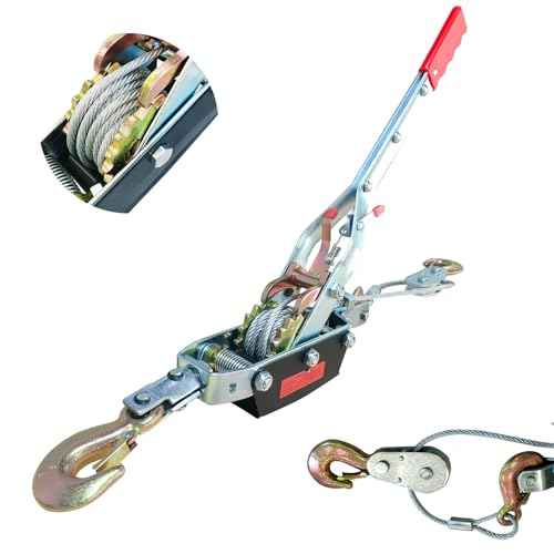 Come Along Winch - 11000 lbs/5T Pulling Capacity,12ft Steel Cable,3 Hooks,Dual Gear Power Puller,Automotive Hoist Cable Puller for Vehicle Rescue,Construction,and Farm