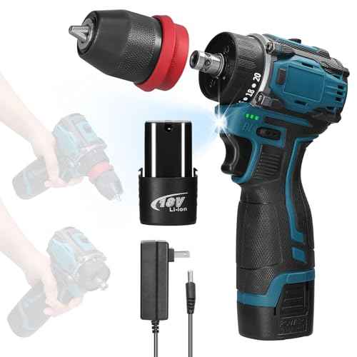 18V 2in1 Lithium Drill, Electric Screwdriver 45Nm Torque Brushless Motor Screw Driver with 2pcs Chargeable Battery Power Tool for Home Furniture Installation Automotive Electronics Repairing