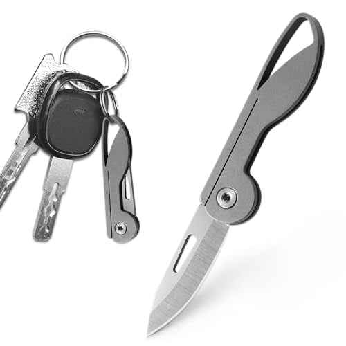 Titanium Alloy Small Keychain Knife, Mini Folding Pocket Knives, Cute EDC Box Cutter, Gifts for Women and Men with 5Cr13 Steel Blade