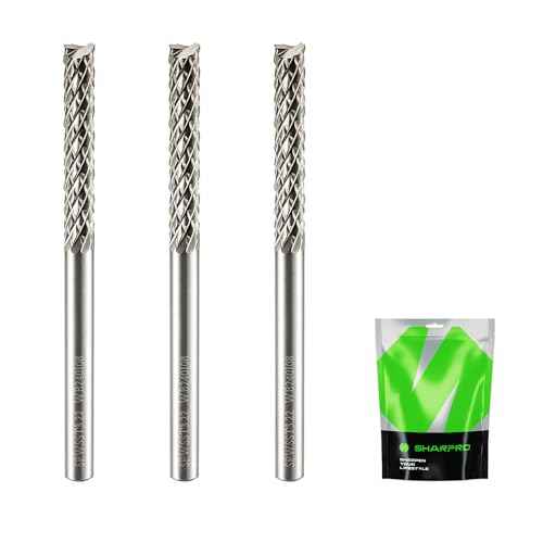 Tungsten Carbide Burr 1 8 Inch, Compatible with Dremel Cutting Bits, Metal Grinding Bits, Rotary Rasp for Drill, Plastic Cutting Tool, Wood Carving Bits, Side Cut Drill Bit£¨3 Pack£©