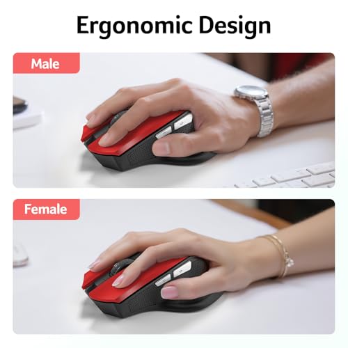 acer Wireless Mouse for Laptop, 2.4GHz Computer Mouse 3 Adjustable DPI Office Cordless USB Mice with USBA Receiver, 6 Buttons, 1600 DPI, Medium to Large Sized Hands Compatible with PC, Laptop, Desktop