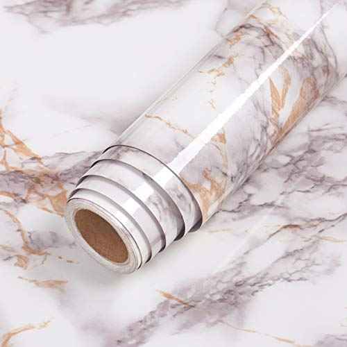LACHEERY Granite Marble Contact Paper for Countertops Waterproof Faux Marble Countertop Peel and Stick Wallpaper Grey Removable Marble Wall Paper for Kitchen Cabinets Wall Desk Counter Top 15.8"x80"