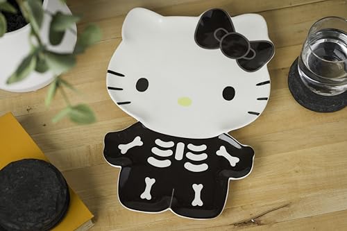 Silver Buffalo Sanrio Hello Kitty Halloween Spooky Skeleton Costume Ceramic Decorative Plate