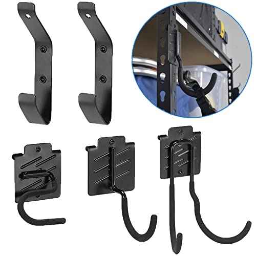 Ultrawall 5 Pack Shelving Hooks for Keyhole Shelves Organization, Utility Shelves Hooks for Clothes, Hats, Garden Tool Bags, Chainsaws, Cords, Tools Equipment