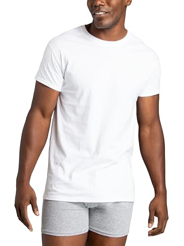 Fruit of the Loom Men's Stay Tucked Crew T-Shirt - Large - White (Pack of 6)