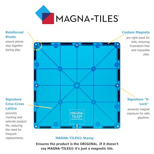 MAGNA-TILES Classic 32-Piece Magnetic Construction Set, Magnet Building Blocks, STEM Engineering Toys & Math Manipulatives, Preschool, Classroom, Playroom, Sensory Room Essentials