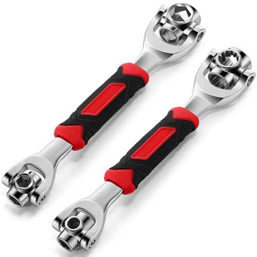 Lasnten 2 Pcs Universal Socket Wrench Including 52 In1 and 48 In1 Dog Bone Wrench Multifunction Tool with 360 degree Rotating Head Adjustable Spanner Tool for Home Bicycle and Car Repair