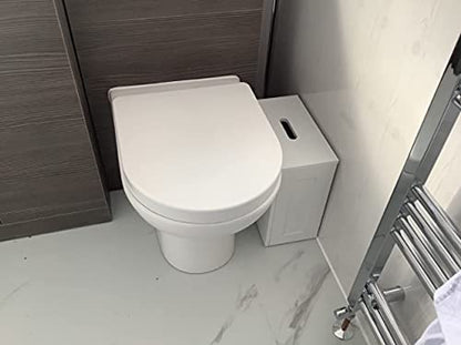 Unibos Bathroom Storage Unit, Freestanding Toilet Roll Cabinet, Compact Slimline Wooden Bathroom Storage Box, Multi Purpose Cleaning Tidy (White)
