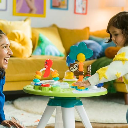 Bright Starts, Around We Go 2-in-1 Walk-Around Activity Centre and Play Table - Tropic Cool, Walker with Music, Lights and Interactive Toys, Removable Seat, Ages 6 Months Plus