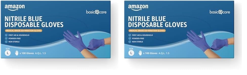 Hevea Disposable Blue Nitrile Gloves, 1 X 100, Size L (Pack of 2)