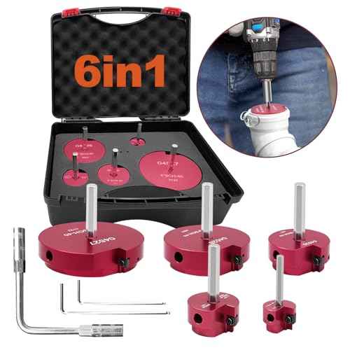 5 Piece PVC Pipe Reamer Kit With A Socket Wrench,MEIFRENSHIP 1" 1.5" 2" 3" 4 Inch Plastic Pipe Fitting Reamer Tools Contain PPR100, PPR150, PPR200, PPR300, PPR400, Fit Into Standard 3/8" & 1/4" Drills