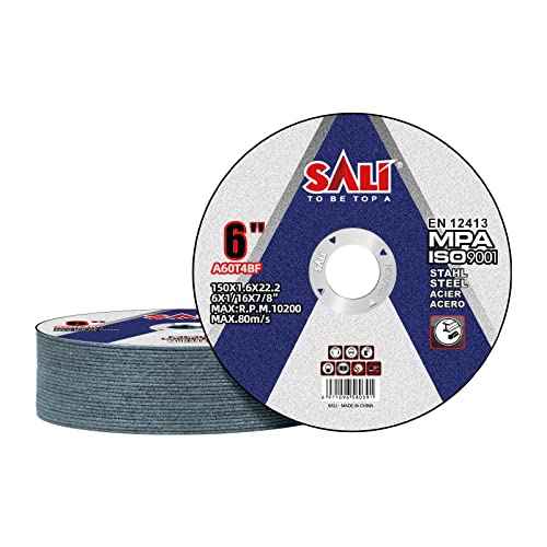 SALI 25 Pack 6" Cut Off Wheel, 1/16" x 7/8" Aluminum Oxide, Blue, For Angle Grinder, Max RPM 10200
