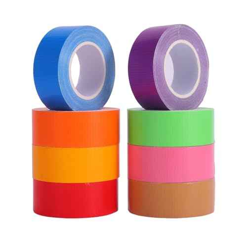 8 Pack Rainbow Colored Duct Tape 1 Inch x 11 Yards, Heavy Duty Duct Tape Colors, No Residue, Tear by Hand, Waterproof, Great for DIY, Packing, Marking and Arts & Crafts