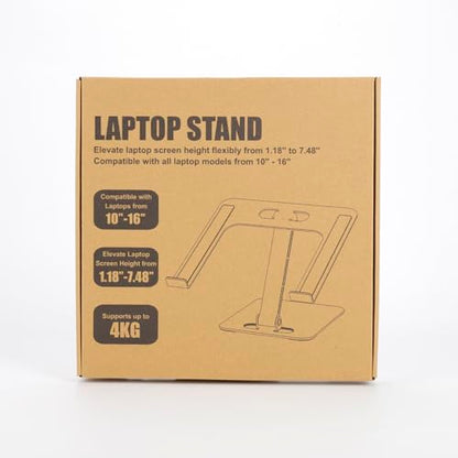 Babacom Laptop Stand Lap Desk, Ergonomic Foldable Computer Stand with Adjustable Height, Ventilated Aluminium Alloy Riser Compatible with MacBook Air, Pro, All 10-16" Laptops (Silver)